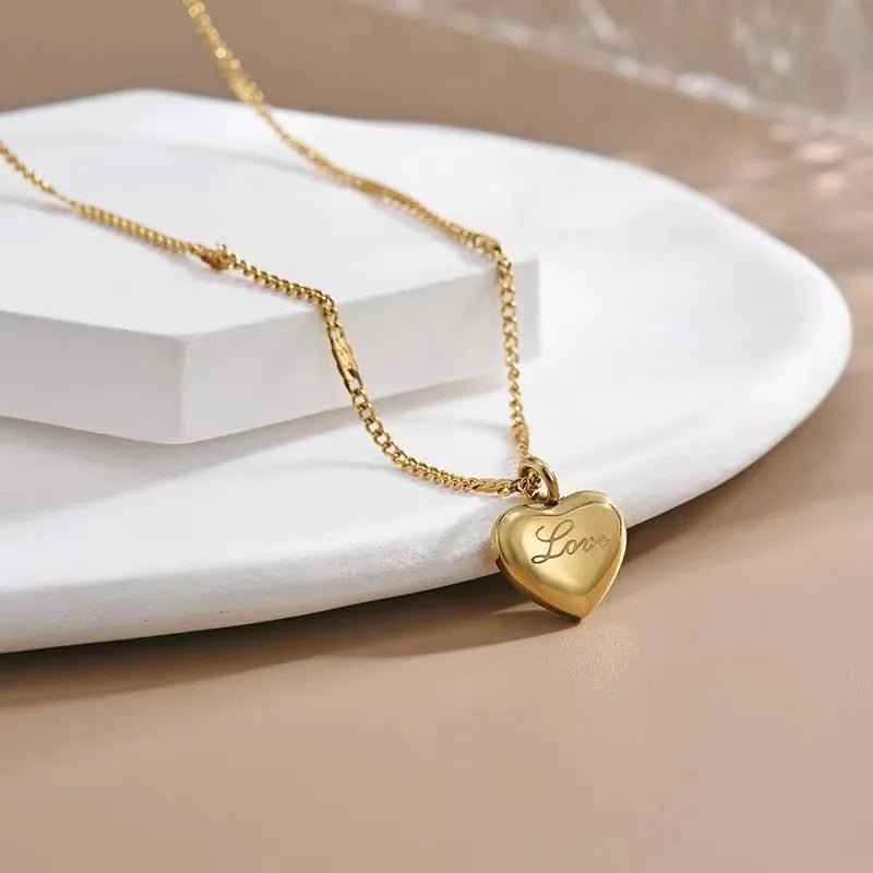 Gold Color Heart Pendant Chokers