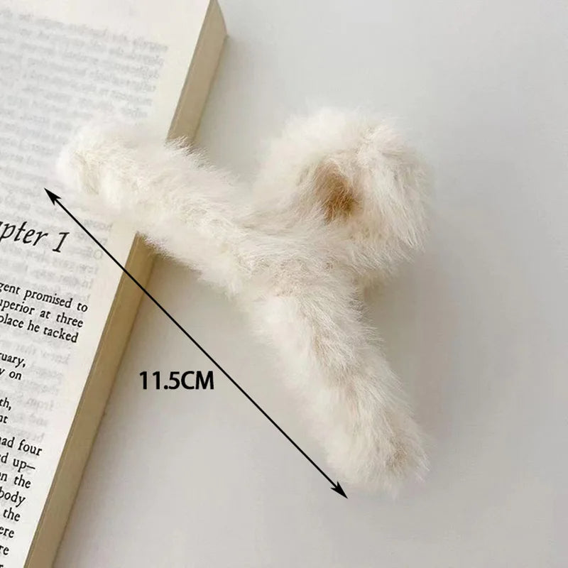 Fluffy Plush Faux Fur Hair Claw Clips